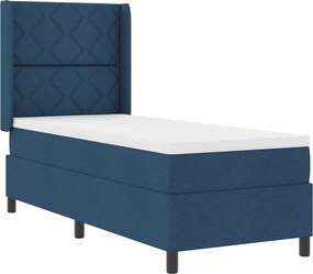 vidaXL LED Κρεβάτι με βάθρο με κεφαλάρι Μπλε 90 x 190 cm ύφασμα