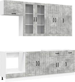 vidaXL Μονάδα κουζίνας LUCCA 8 pcs Γκρι Σκυροδέματος