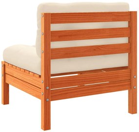 vidaXL Καναπές Κήπου Χωρίς Μπράτσα Καφέ Κεριού Μασίφ Πεύκο +Μαξιλάρια