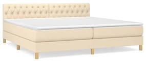 vidaXL Κρεβάτι Boxspring με Στρώμα Κρεμ 200x200 εκ. Υφασμάτινο