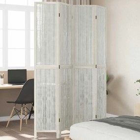 vidaXL Διαχωριστικό Χώρου με 4 Πάνελ Λευκό από Μασίφ Ξύλο Παυλώνιας