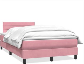 vidaXL Box Spring κρεβάτι με στρώμα ροζ 120x220 cm Βελούδινο