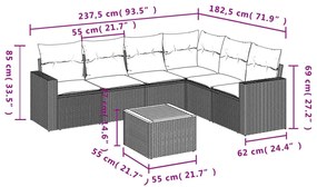 vidaXL Σαλόνι Κήπου Σετ 7 τεμ. Μπεζ Συνθετικό Ρατάν με Μαξιλάρια