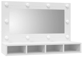 vidaXL Έπιπλο Καθρέπτη με LED Λευκό 90x31,5x62 εκ.