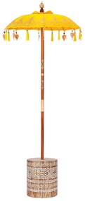 vidaXL Ομπρέλα με Βάση Κίτρινο, Καφέ 250 cm Βαμβάκι, Ξύλο