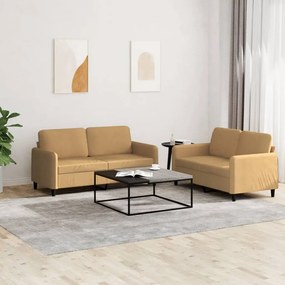 vidaXL Πολυθρόνες Σετ 2 Τεμαχίων Καφέ από Βελούδο