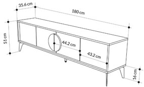 Έπιπλο τηλεόρασης Gora Megapap χρώμα sapphire oak - silky black 180x35,6x51εκ.