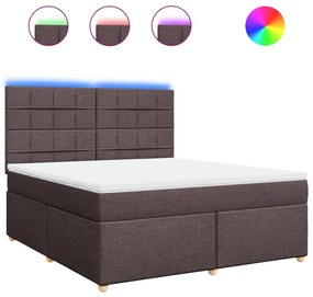 vidaXL Κρεβάτι Boxspring με Στρώμα Σκούρο Καφέ 180x200 εκ Υφασμάτινο