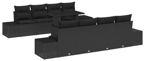 vidaXL Σετ Καναπέ Κήπου με μαξιλάρι 7 pcs Μαύρο 100 x 55 x 73 εκ