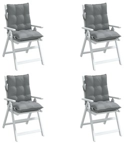 vidaXL Μαξιλάρια Καρέκλας Χαμηλή Πλάτη 4 τεμ. Γκρι Ύφασμα Oxford