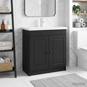 vidaXL Ντουλάπι κάτω από τον νιπτήρα Μαύρο 56 x 37,5 x 81 εκ