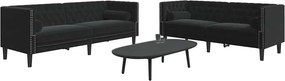 vidaXL Καναπές Chesterfield Σετ 2 Τεμ. με Στηρίγματα Αν. Γκρι Βελούδο