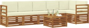 vidaXL Σειρά Καναπέ Εξωτερικού 7 τμχ. Φυσικό και Κρέμα Πολυεστέρας