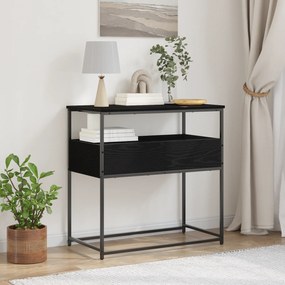 vidaXL Κονσόλα Μαύρη Δρυς 75x40x75 εκ Επεξεργασμένο Ξύλο και Ατσάλι