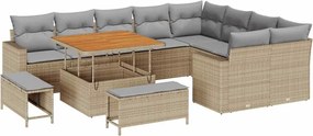 vidaXL Σετ Καναπέ Κήπου 12 pcs Μπεζ συνθετικό ρατάν