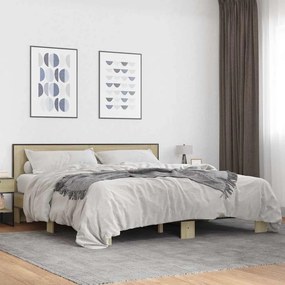 VidaXL Πλαίσιο Κρεβατιού Sonoma Δρυς 200x200 εκ. Επεξ. Ξύλο & Μέταλλο