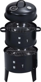 vidaXL Εξωτερική ψησταριά Ø 40 x 80 cm Ατσάλι Μαύρο