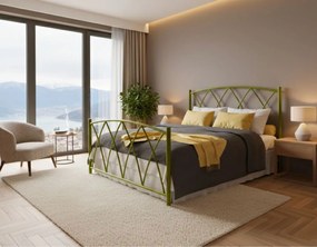 Κρεβάτι Ερμής-140x190-Χρυσό-Με ποδαρικό