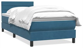 vidaXL Κρεβάτι Boxspring με Στρώμα Σκούρο Μπλε 100x210 εκ. Βελούδινο