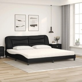 vidaXL Κρεβάτι με Στρώμα Μαύρο 200x200 εκ. Συνθετικό Δέρμα