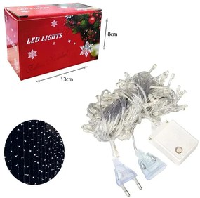 Χριστουγεννιάτικα Λαμπάκια Κουρτίνα LED 100L Ψυχρό Χρώμα με Διαφανές Καλώδιο 3m x 60cm - Christmas lights LED white light