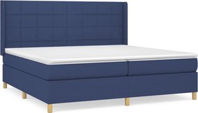 vidaXL Κρεβάτι Boxspring με Στρώμα Μπλε 200x200 εκ. Υφασμάτινο