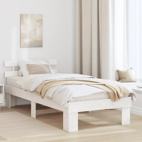 vidaXL Κρεβάτι με Κεφαλάρι Λευκό 100x200 εκ Μασίφ Ξύλο Πεύκου