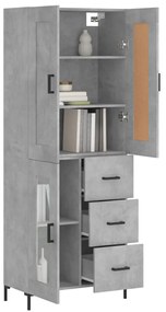 vidaXL Ντουλάπι Γκρι Σκυροδέματος 69,5x34x180 εκ. Επεξεργασμένο Ξύλο