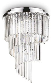 Φωτιστικό Πλαφόν Οροφής Δωδεκάφωτο Ø500xH690 mm Χρώμιο-Διάφανα Κρύσταλλα Ideal Lux Carlton PL12 168937