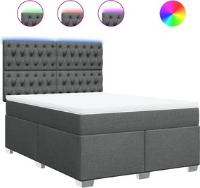 vidaXL Κρεβάτι Boxspring με Στρώμα Σκούρο Γκρι 140x200 εκ Υφασμάτινο