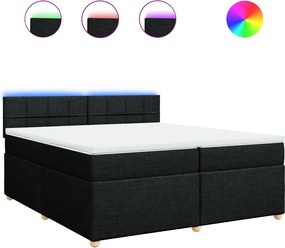 vidaXL Κρεβάτι Boxspring με Στρώμα Μαύρο 200x200 εκ. Υφασμάτινο