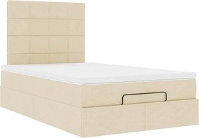 vidaXL Οθωμανικό κρεβάτι με στρώμα &amp; LEDs Cream 120x190cm ύφασμα