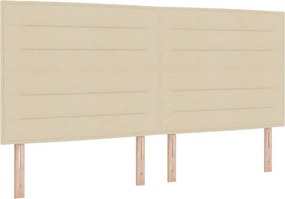 vidaXL LED Κρεβάτι με βάθρο με κεφαλάρι Κρεμ 200 x 200 cm ύφασμα