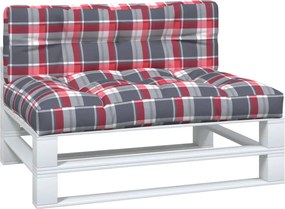 vidaXL Μαξιλάρια Παλέτας 2 τεμ. Γκρι Καρό Υφασμάτινα