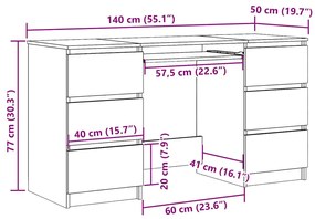 vidaXL Γραφείο Λευκό 140 x 50 x 77 εκ. από Επεξ. Ξύλο