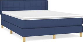 vidaXL Κρεβάτι Boxspring με Στρώμα Μπλε 140x190 εκ. Υφασμάτινο