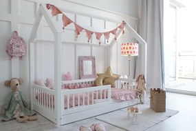 Κρεβάτι Παιδικό Montessori Piola με κάγκελα 23cm σε Λευκό Χρώμα 90×200cm  Luletto (Δώρο 10% έκπτωση στο Στρώμα)