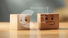 Intra Συλλεκτικό Ξύλινο Παζλ Plywood  4mm - Ξύλινοι μπλοκ με χαρούμενα και λυπημένα πρόσωπα Σε Ξύλινο Κουτί - Διαστάσεις Puzzle: 10x10 cm – 25 κομμάτια