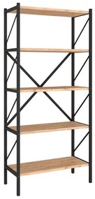 Βιβλιοθήκη Jocasta 212514 66x34x160cm Pine Oak Melamine, Metal