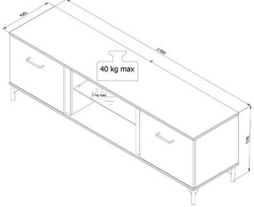Έπιπλο TV Corsica 170 Flagstaff Oak - Μαύρο 170,5x42x53,5 εκ. 170.5x42x53.5 εκ.