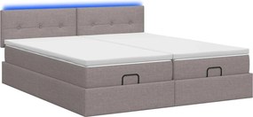 vidaXL Κρεβάτι Ottoman με Στρώμα και LED Taupe 160 x 200 cm Ύφασμα