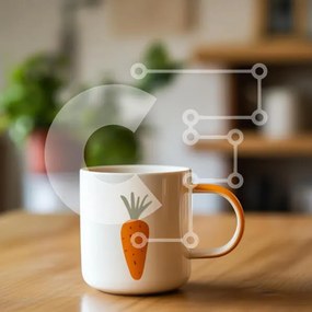 Intra Συλλεκτικό Ξύλινο Παζλ Plywood 4mm - Διακοσμητική κούπα καρότο σε ξύλινο τραπέζι Σε Ξύλινο Κουτί - Διαστάσεις: 10x10 cm – 25 κομμάτια