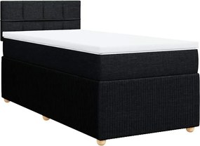 vidaXL Κρεβάτι Boxspring με Στρώμα Μαύρο 90x190 εκ.Υφασμάτινο