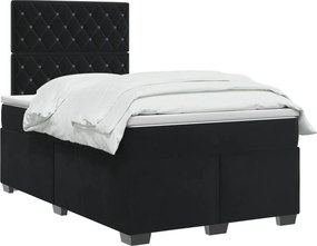 vidaXL Κρεβάτι box spring με στρώμα Μαύρο 120 x 200 cm Βελούδο