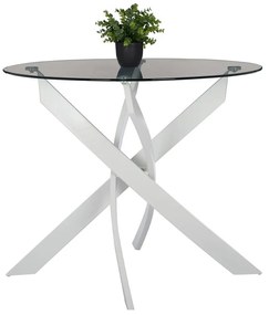 Τραπέζι ArteLibre HEKLA Λευκό/Γκρι Γυαλί/Μέταλλο 90x90x74cm