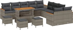 vidaXL Σετ Καναπέ Κήπου 14 pcs Γκρι συνθετικό ρατάν