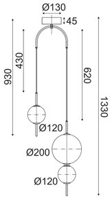 ΚΡΕΜΑΣΤΟ ΦΩΤΙΣΤΙΚΟ LED 15W 3000K 1500LM AMELIA ΜΑΥΡΟ ΜΕΤ/ΚΟ+ΛΕΥΚΟ ΓΥΑΛΙ D37XH130CM - 1.5W - 20W - TNK323LED15P