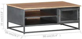 vidaXL Τραπεζάκι Σαλονιού Γκρι 90 x 50 x 35 εκ. από Μασίφ Ξύλο Ακακίας