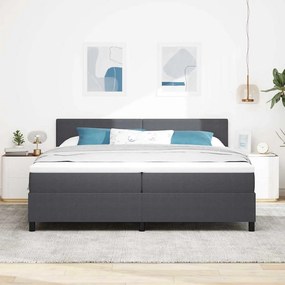 vidaXL LED Κρεβάτι με βάθρο Σκούρο Γκρι και Λευκό 200 x 200 cm