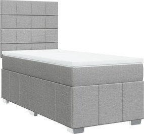 vidaXL Κρεβάτι Boxspring με Στρώμα Ανοιχτό Γκρι 100x200 εκ. Υφασμάτινο